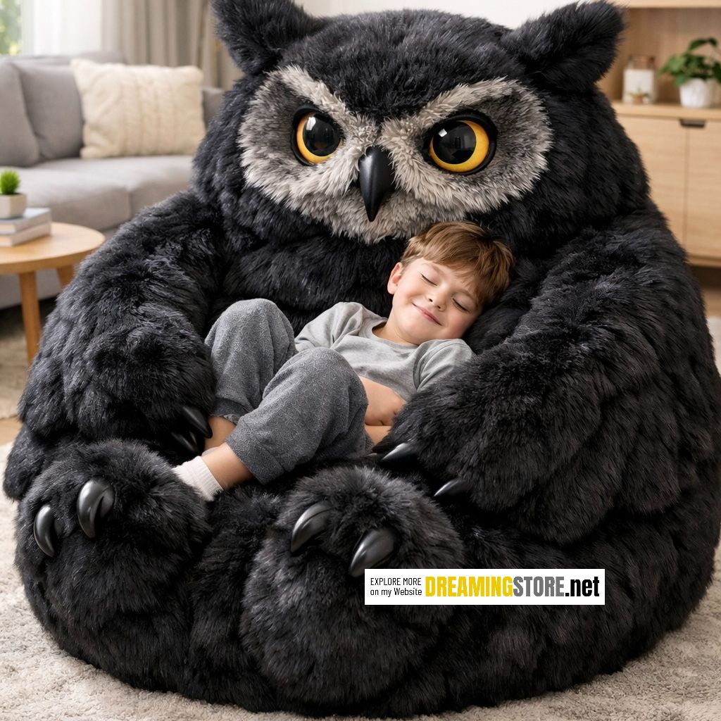 Fluffy Owl Bean Bag