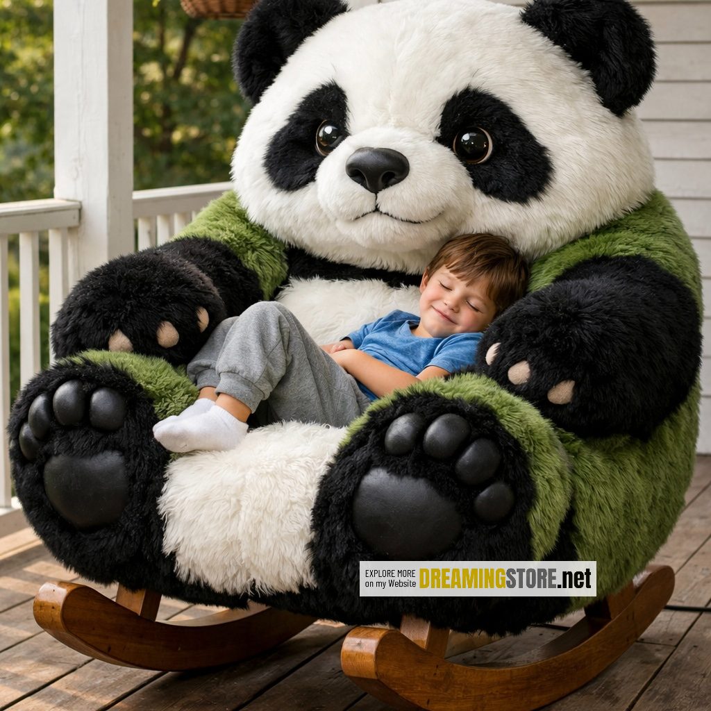 Fluffy Panda Rocking Chair