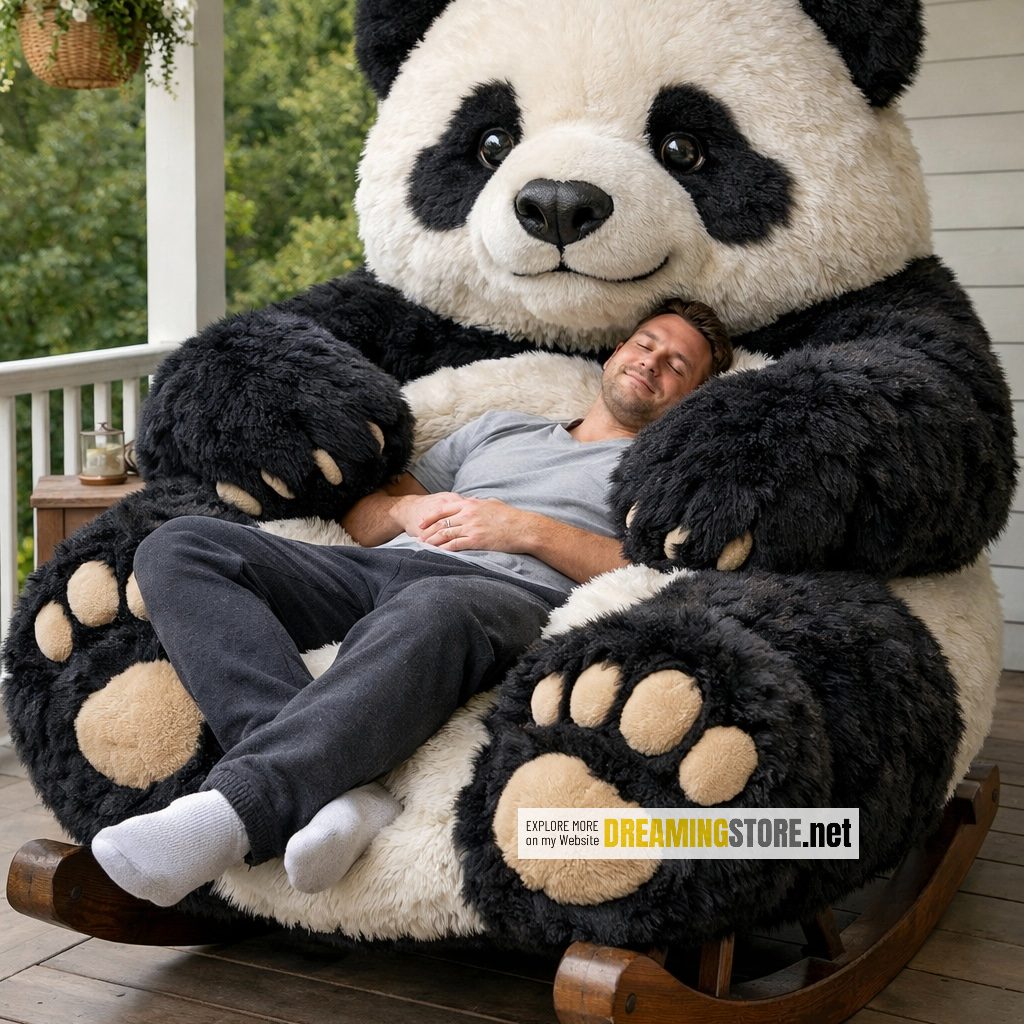 Fluffy Panda Rocking Chair
