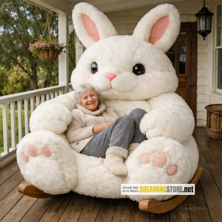 Giant Rabbit Rocking Chairs with Ultra-Soft Faux Fur
