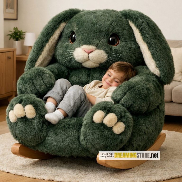 Giant Rabbit Rocking Chairs with Ultra-Soft Faux Fur