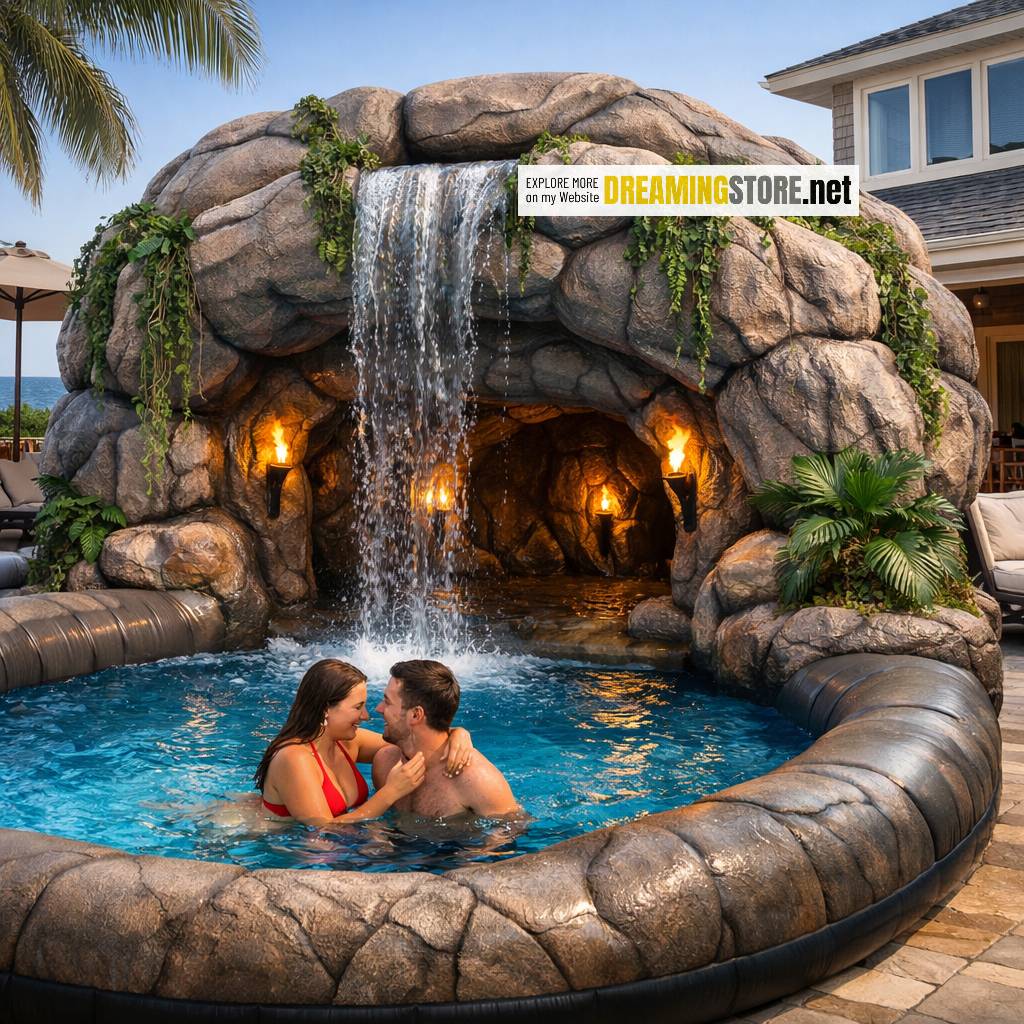 giant inflatable jungle cave waterfall pools
