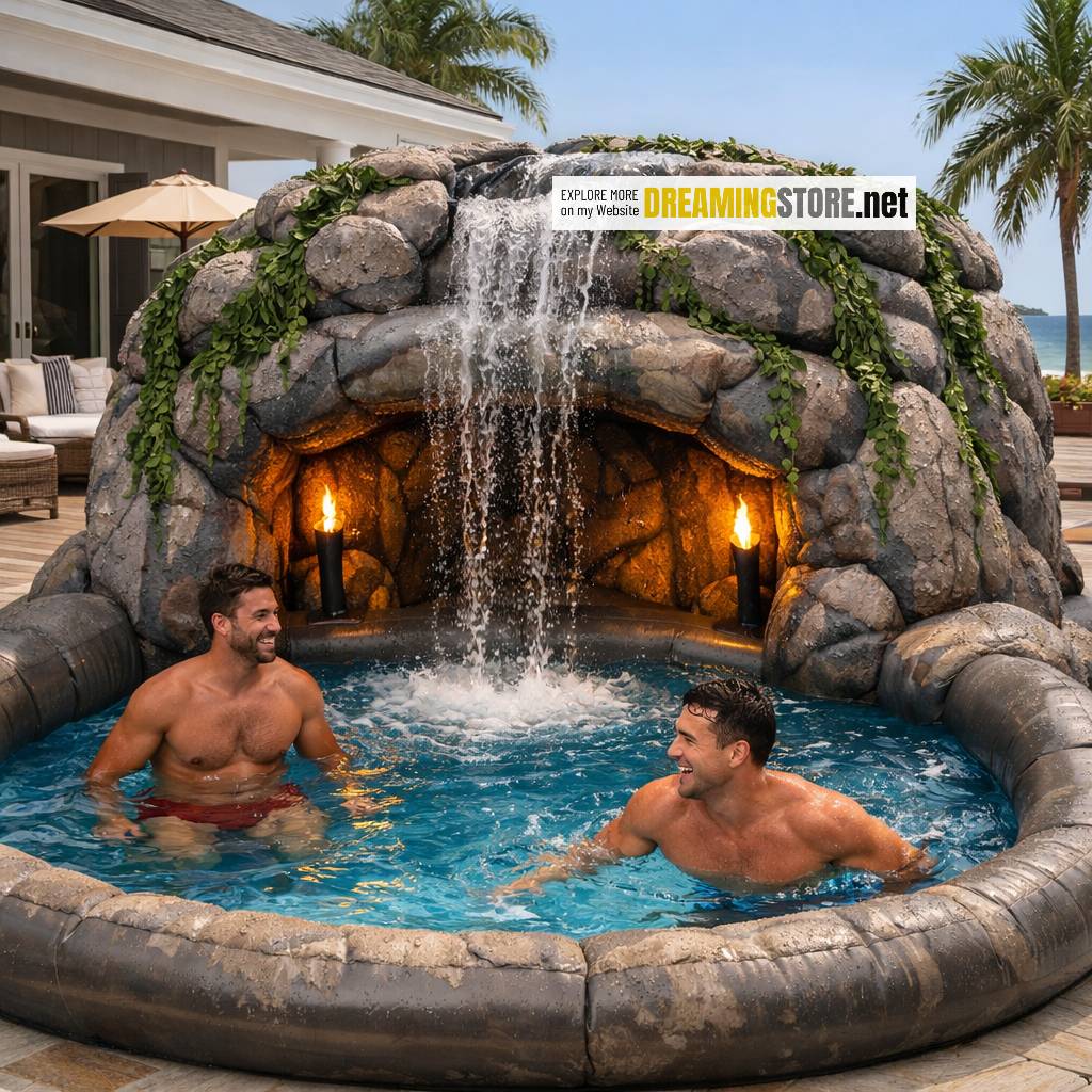 giant inflatable jungle cave waterfall pools