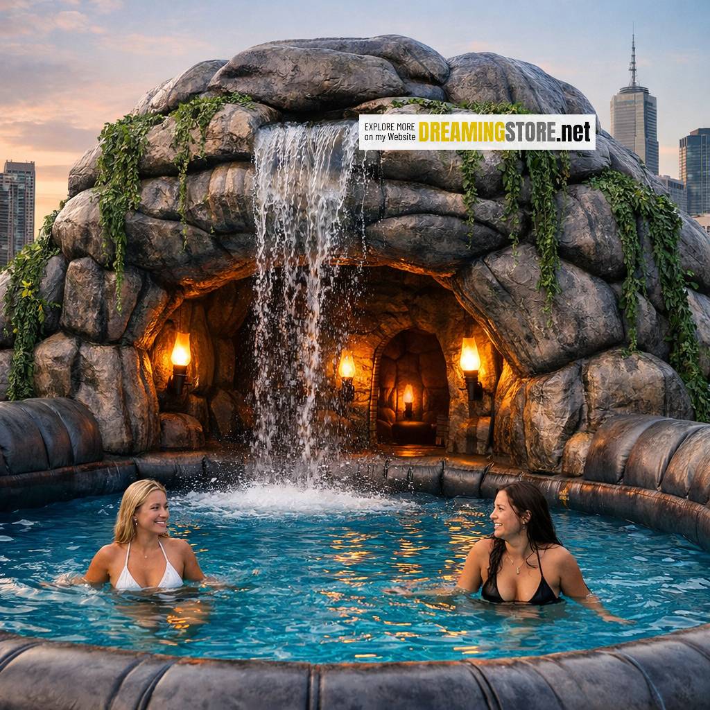 Inflatable Cave Waterfall Pool