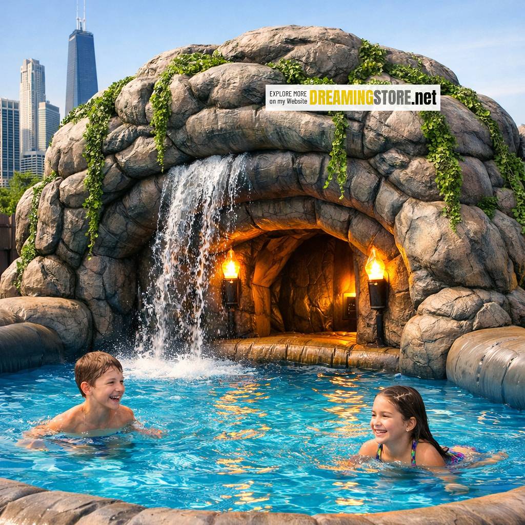 Inflatable Cave Waterfall Pool