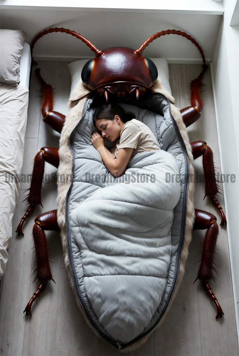 Cockroach-shaped sleeping bags