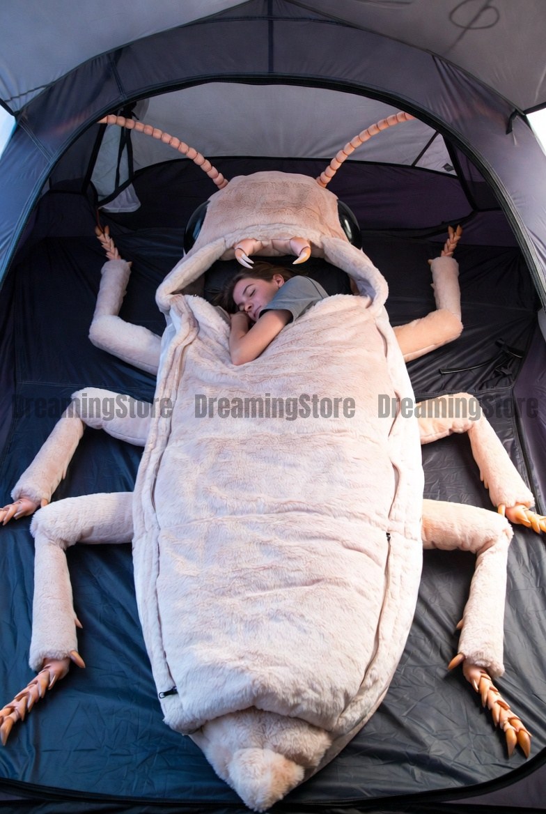 Cockroach-shaped sleeping bags