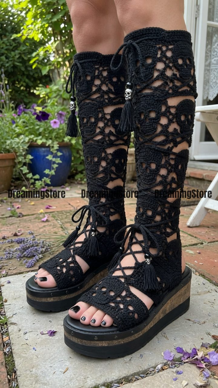 Crochet Skull Sandals