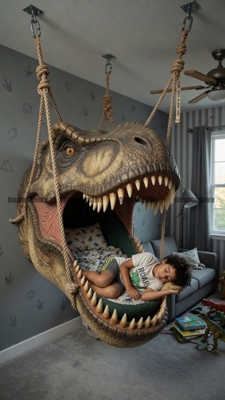 hanging T-Rex beds