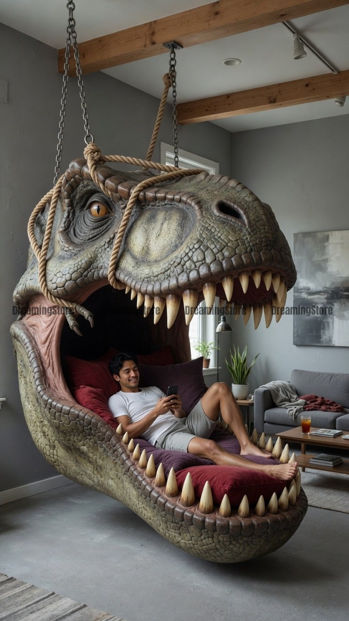 hanging T-Rex beds