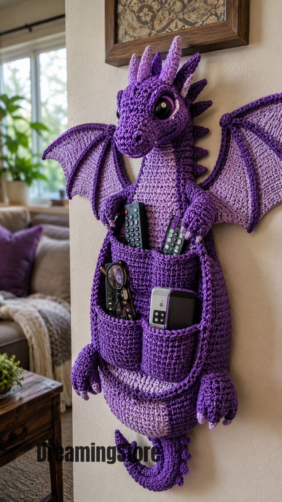 Crochet Dragon Wall Organizer