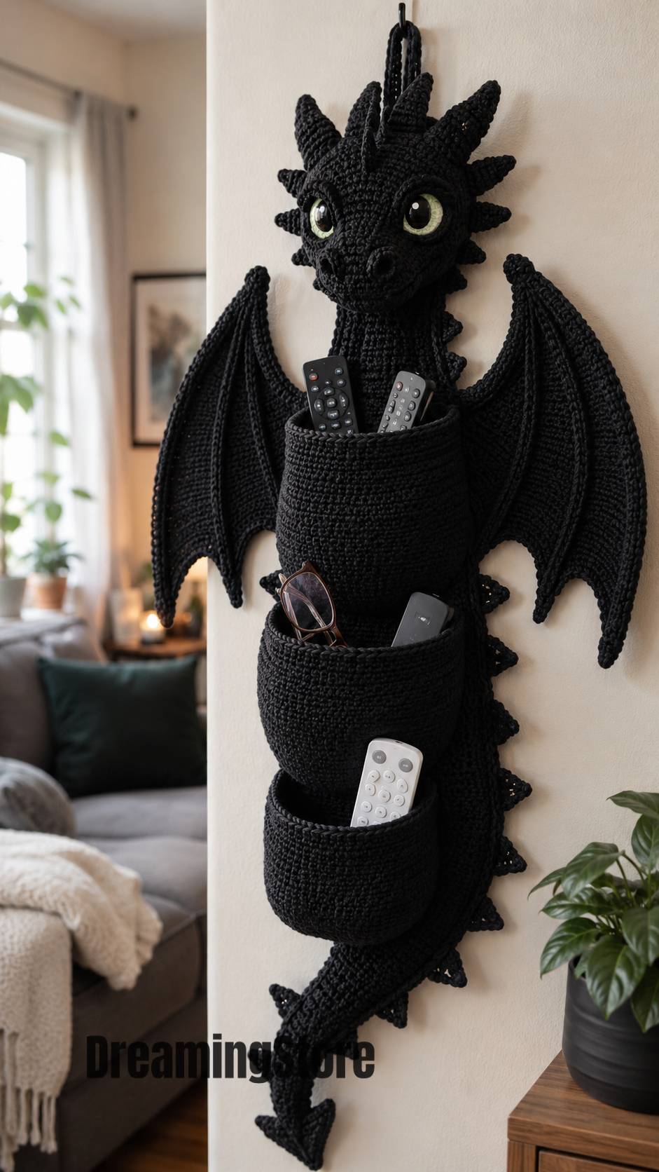 Crochet Dragon Wall Organizer