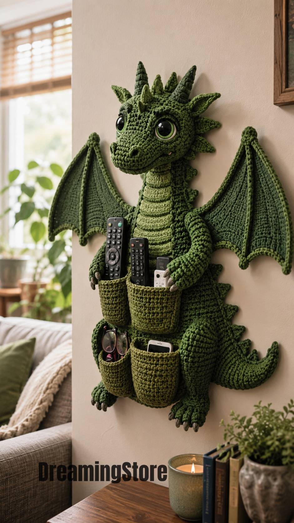 dragon crochet wall hanging organizer