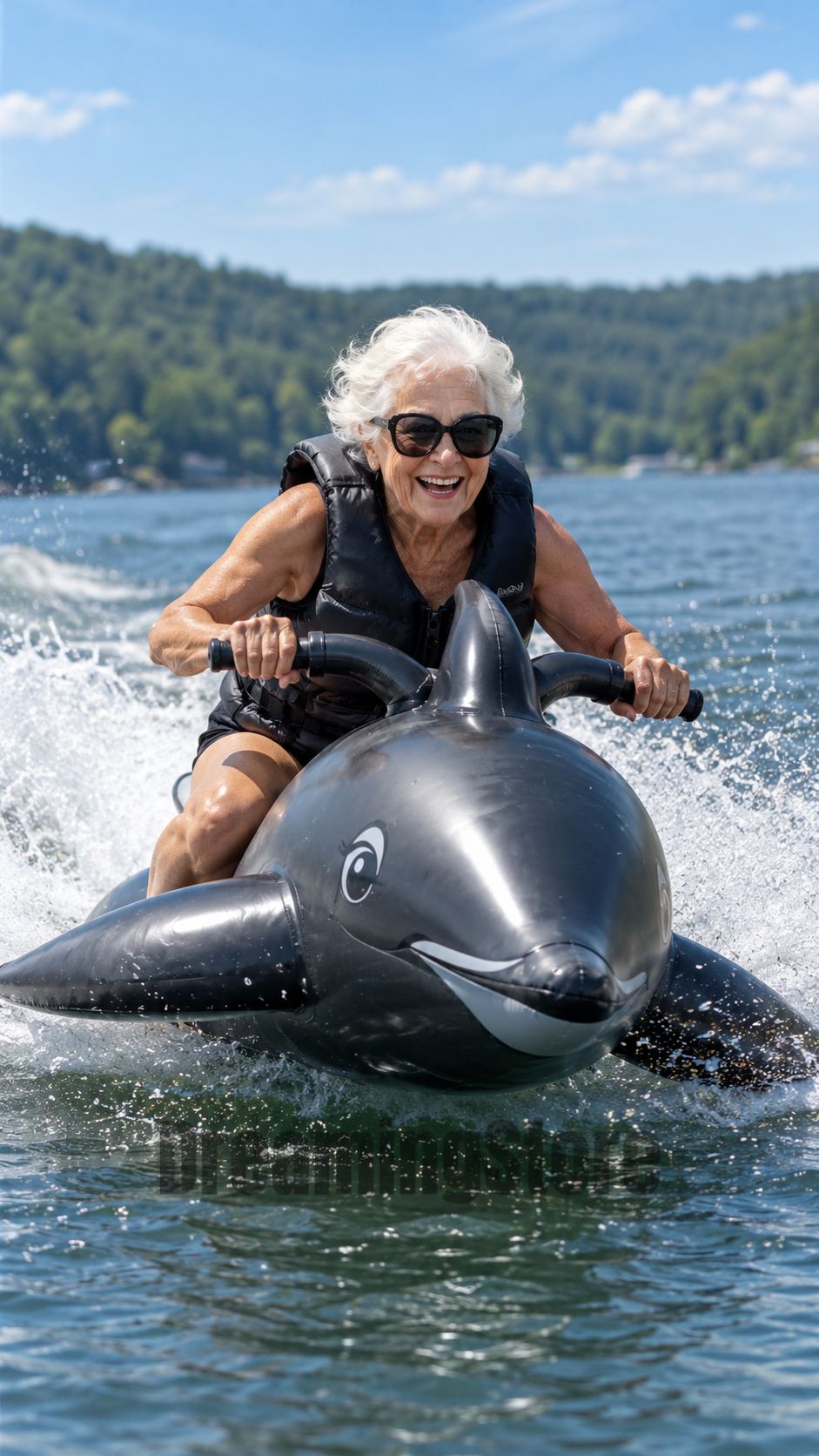 inflatable dolphin-shaped jet ski