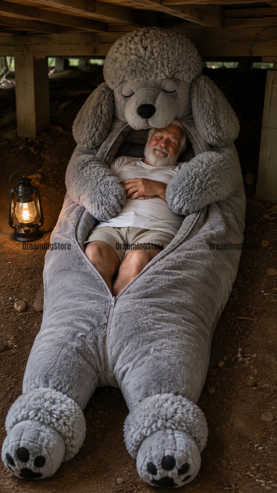 fluffy poodle dog sleeping bag