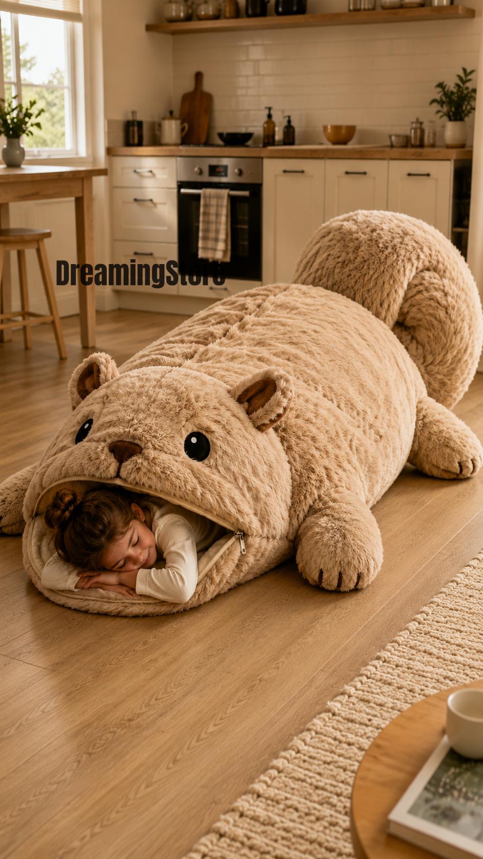 fluffy squirrel-shaped sleeping bags