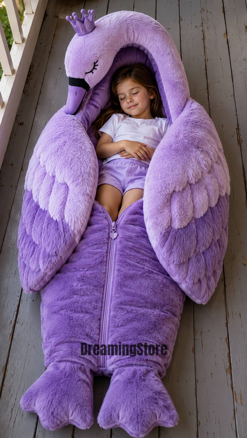 fluffy swan sleeping bag