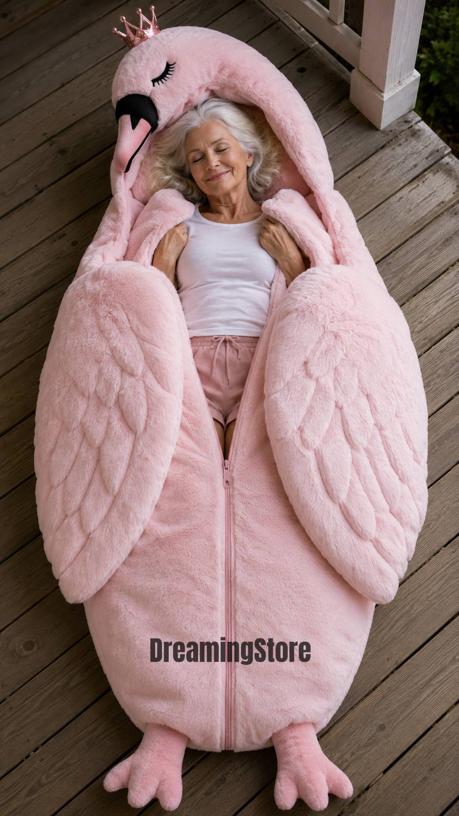 fluffy swan sleeping bag