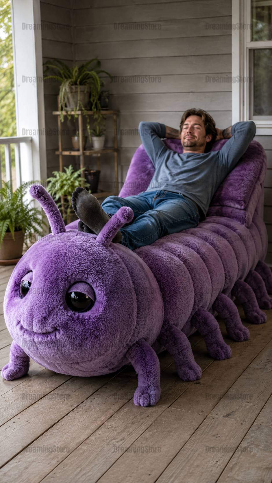 fluffy caterpillar-shaped recliner