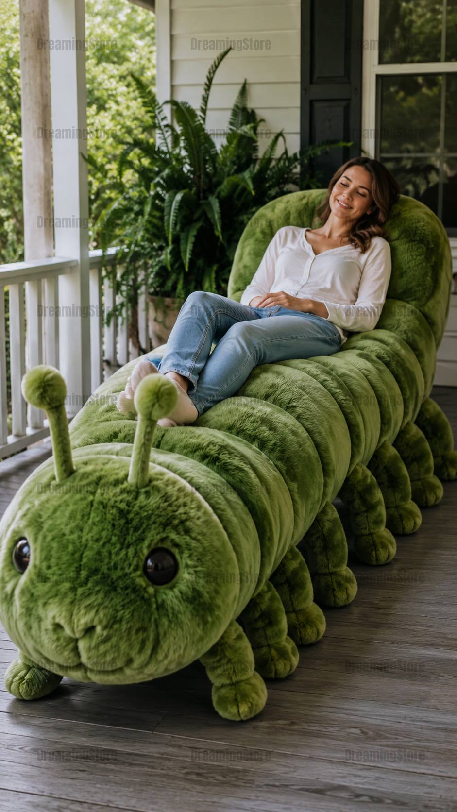 fluffy caterpillar-shaped recliner