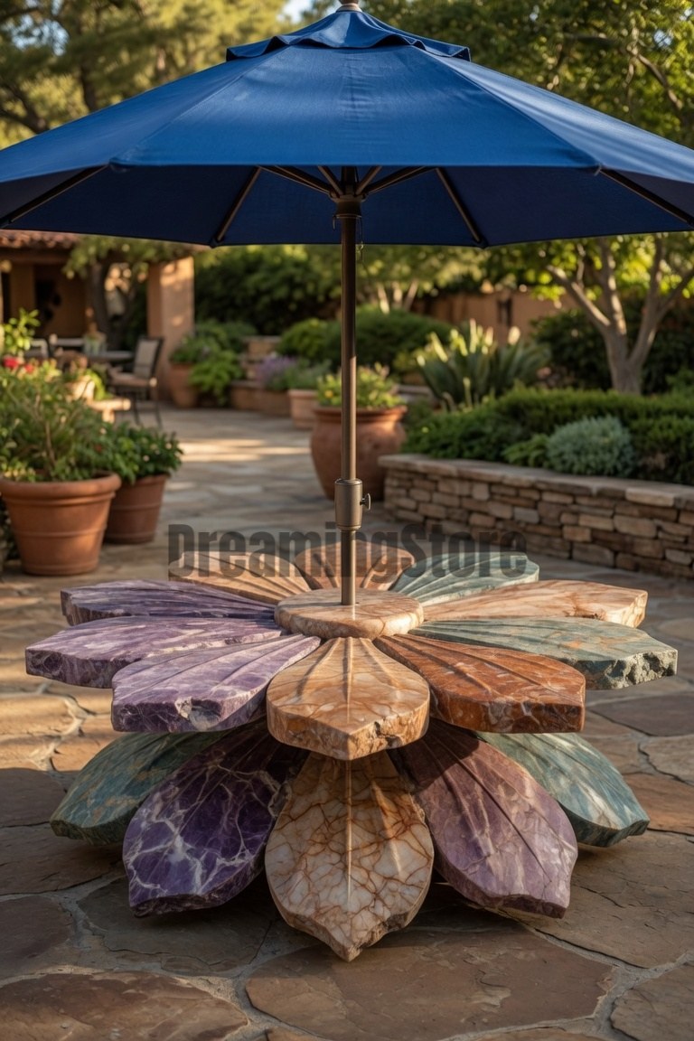 blooming flower-shaped patio tables