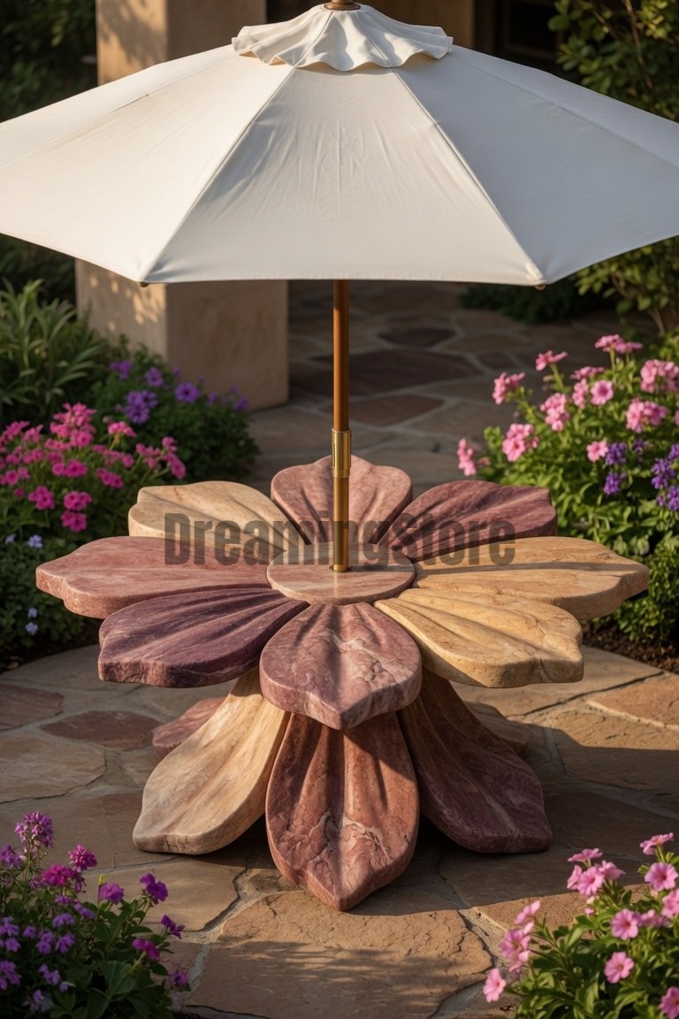blooming flower-shaped patio tables