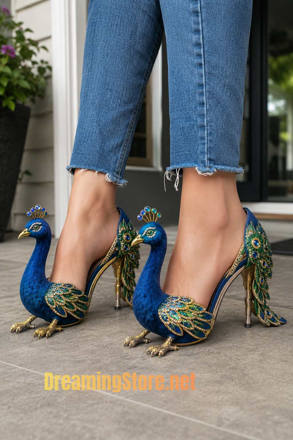 luxury peacock-inspired high heels