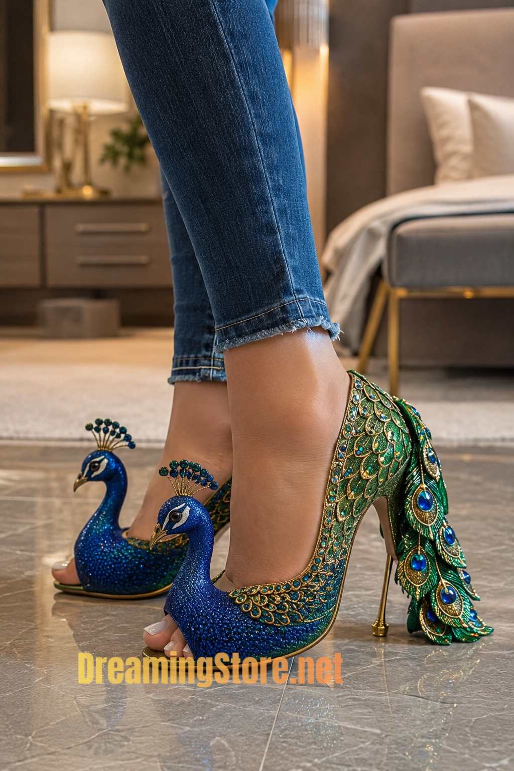 stunning peacock shaped heels