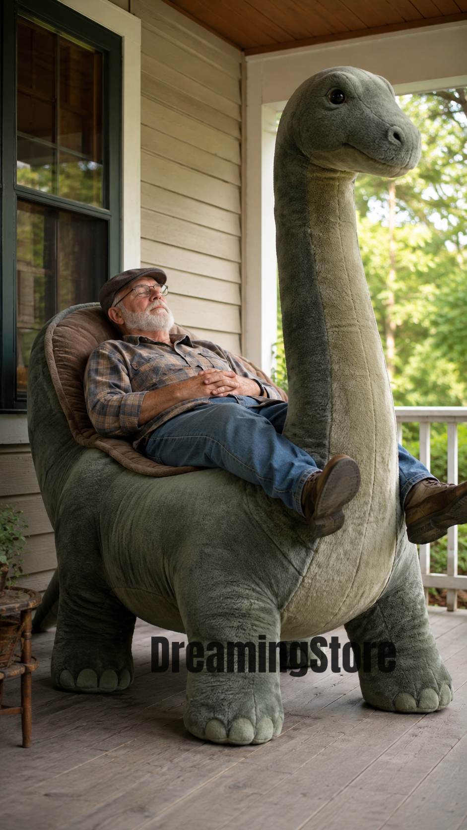fluffy dinosaur-shaped recliner