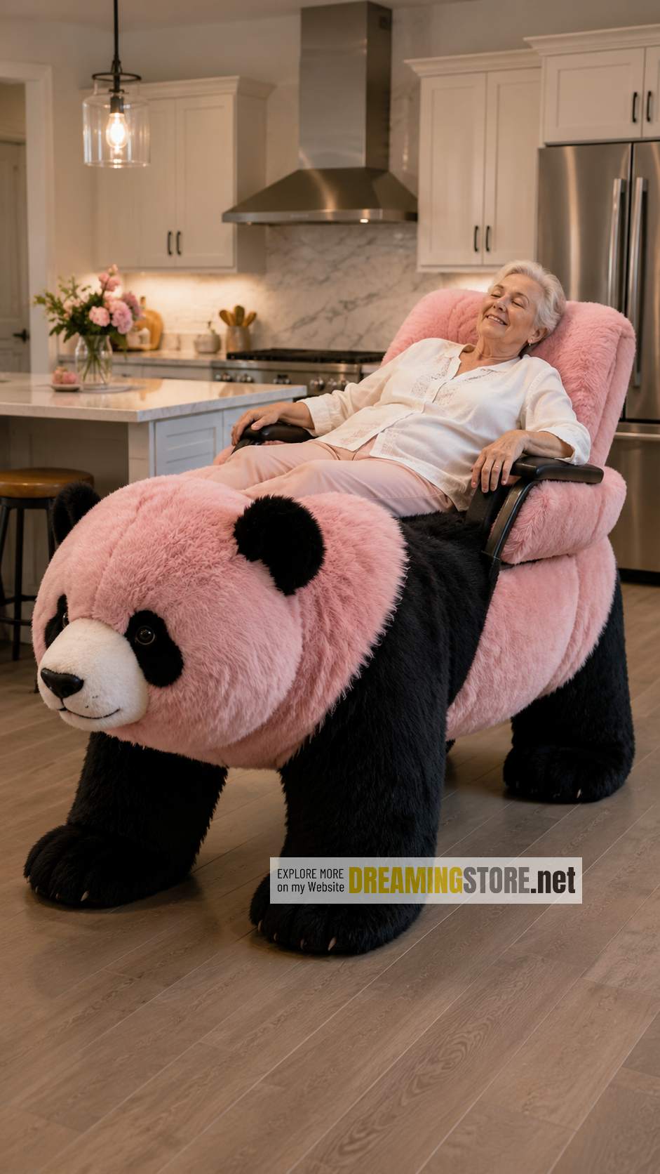 fluffy panda-shaped recliner