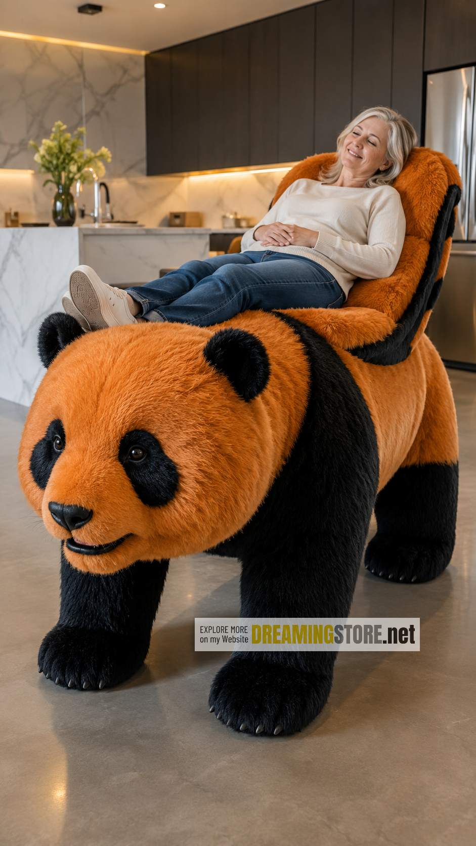 fluffy panda-shaped recliner