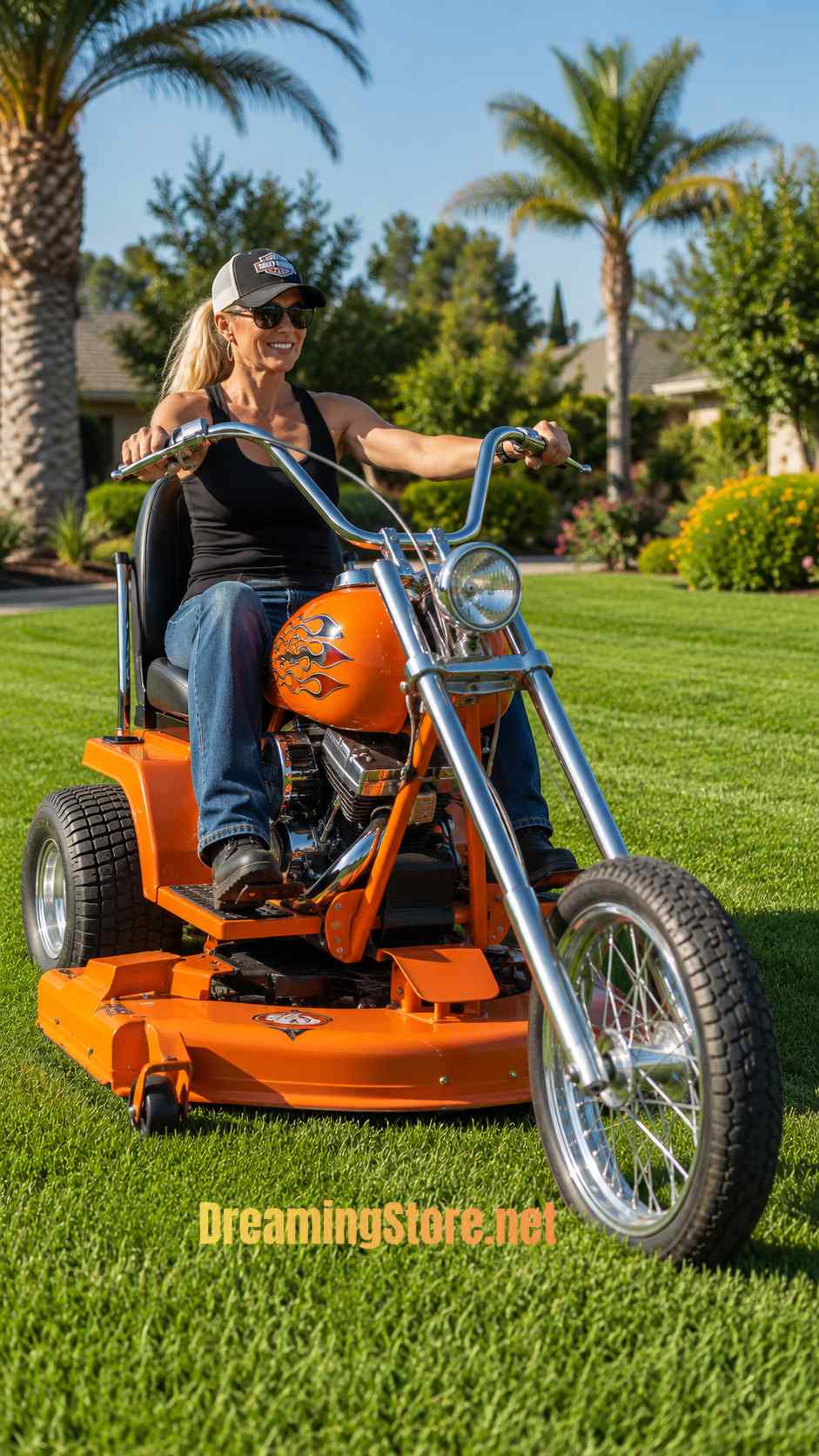 chopper motorcycle riding mowers