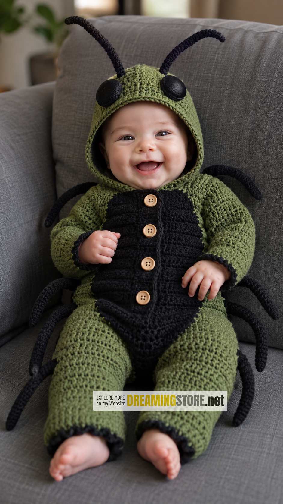 Cute Crochet Cockroach Baby Suit