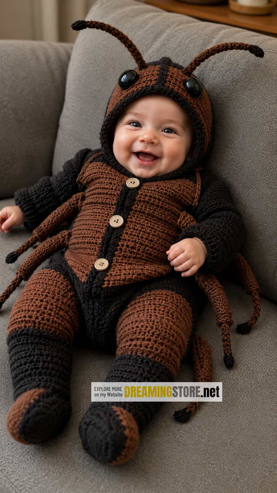 Cute Crochet Cockroach Baby Suit
