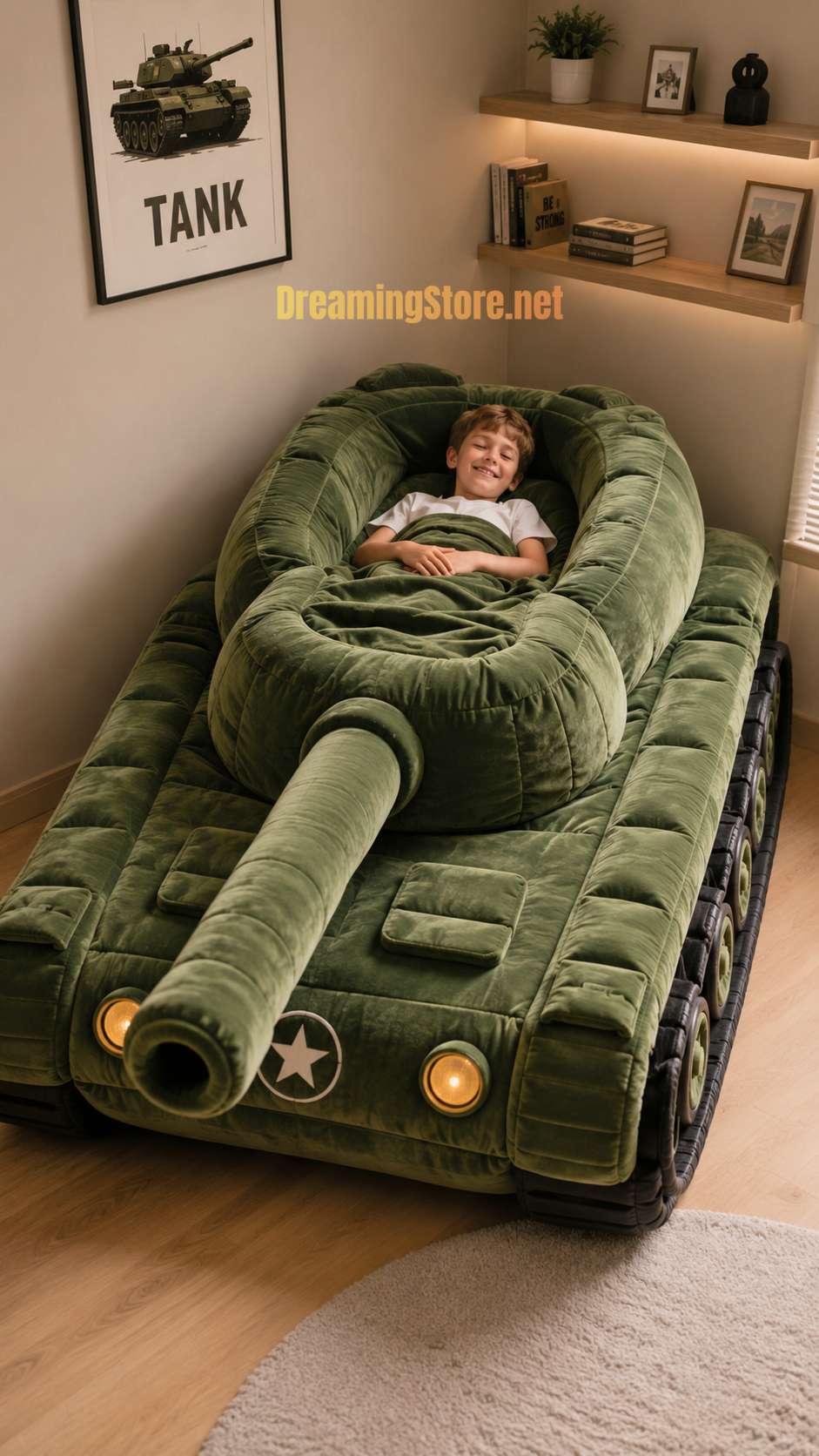 mini tank-shaped foam bed