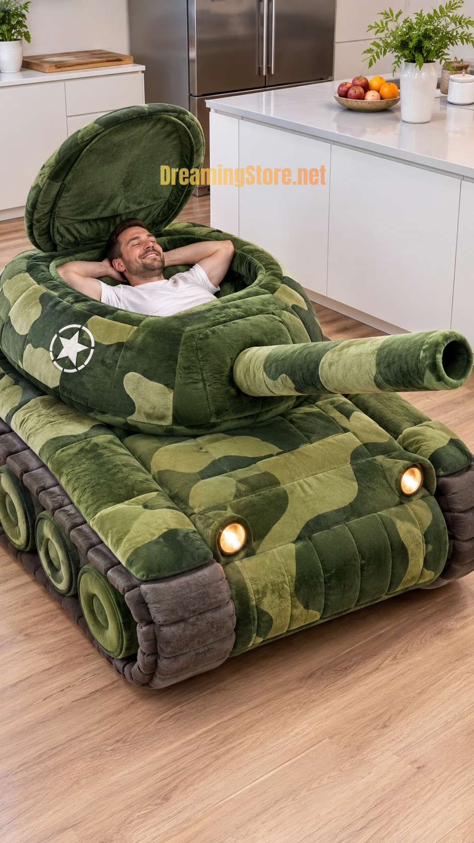 mini tank-shaped foam bed