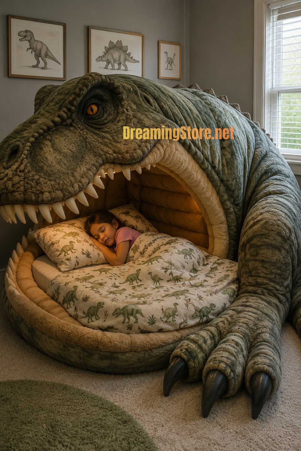 cute dinosaur shaped bed