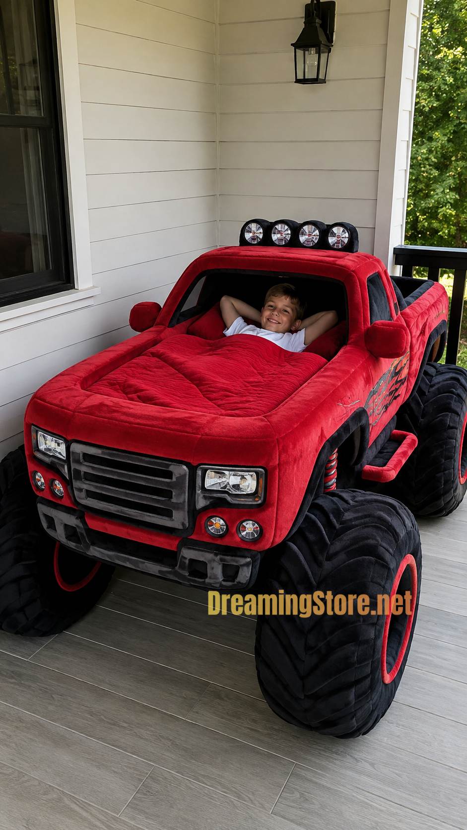 fluffy monster truck shaped beds