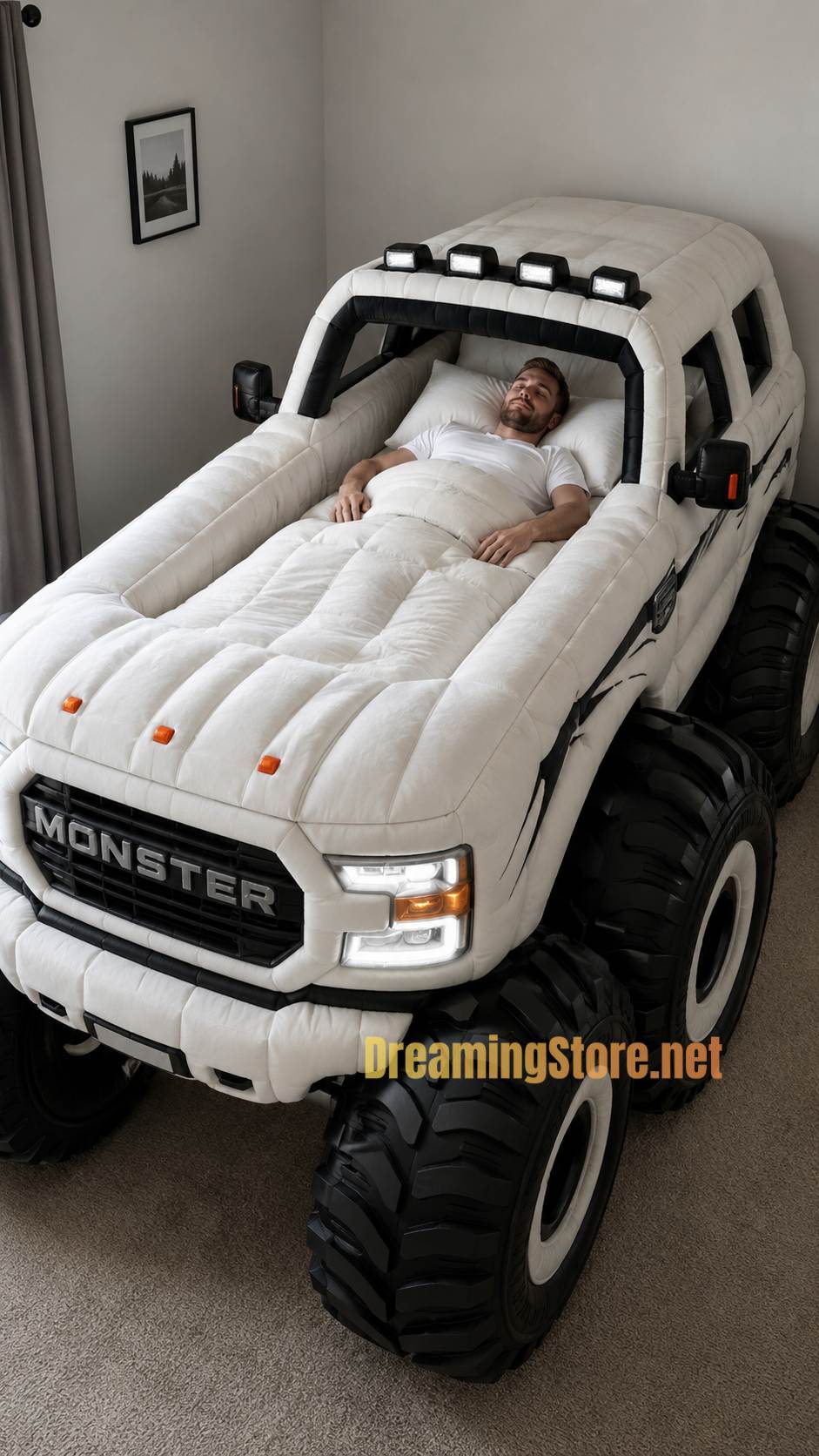 fluffy monster truck shaped beds