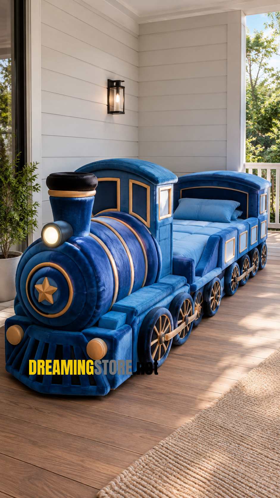 fluffy train-shaped foam bed