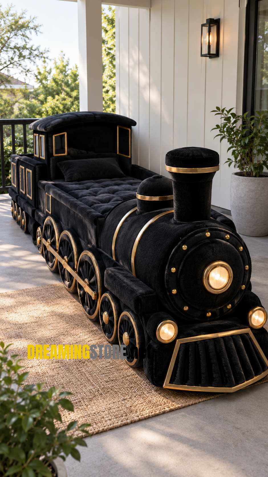 fluffy train-shaped foam bed