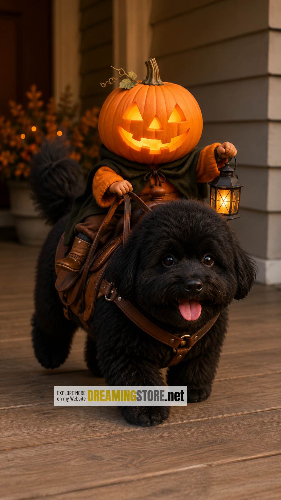 Halloween riding dog costume