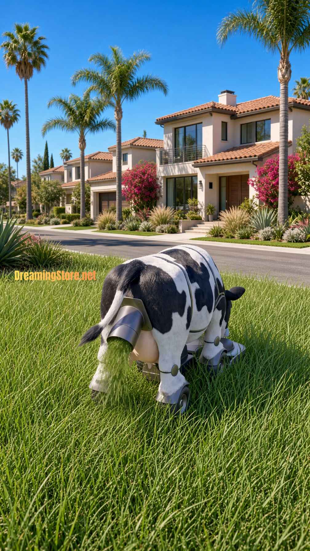 cow-shaped lawnmower robot