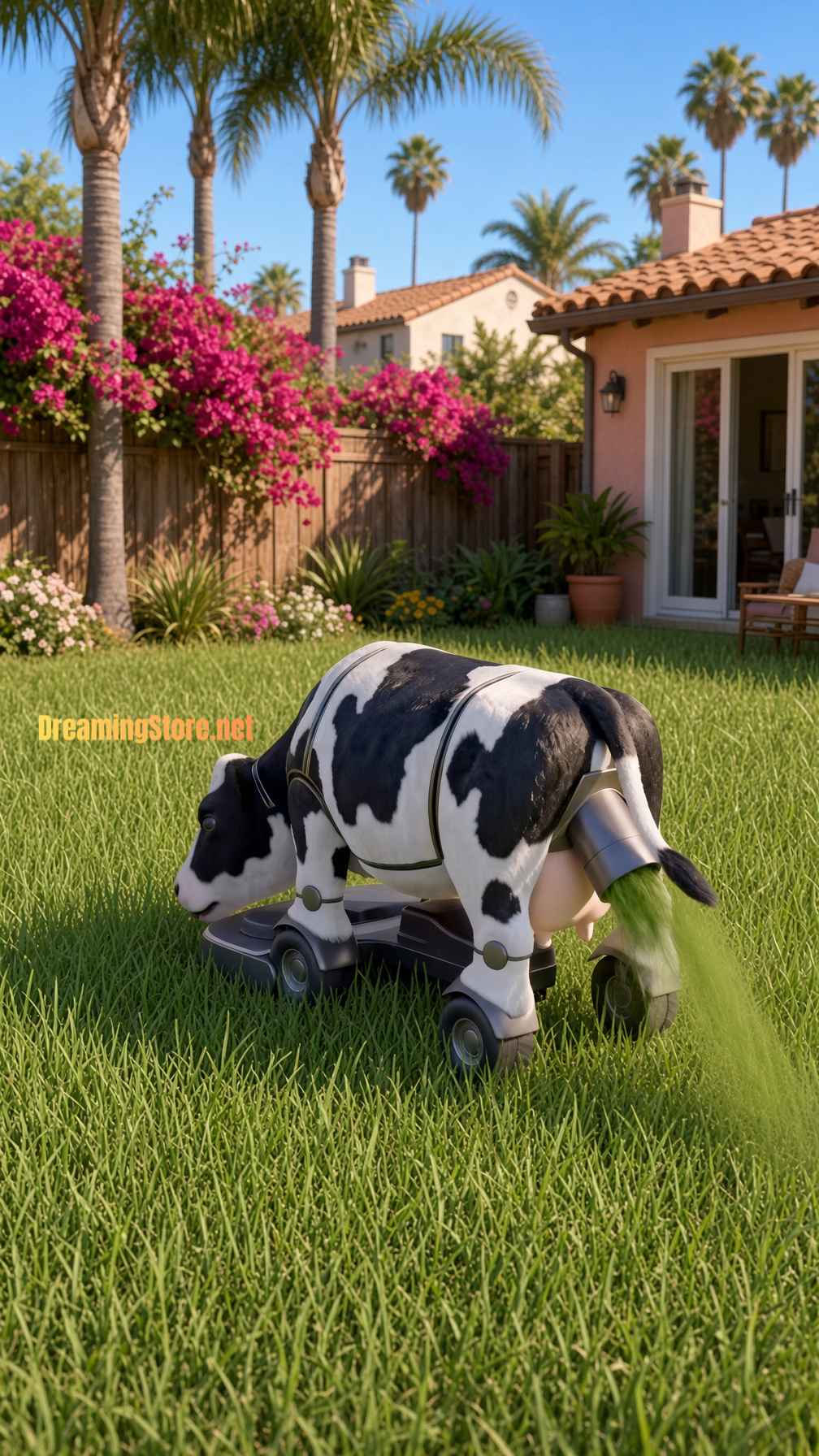cow-shaped lawnmower robot