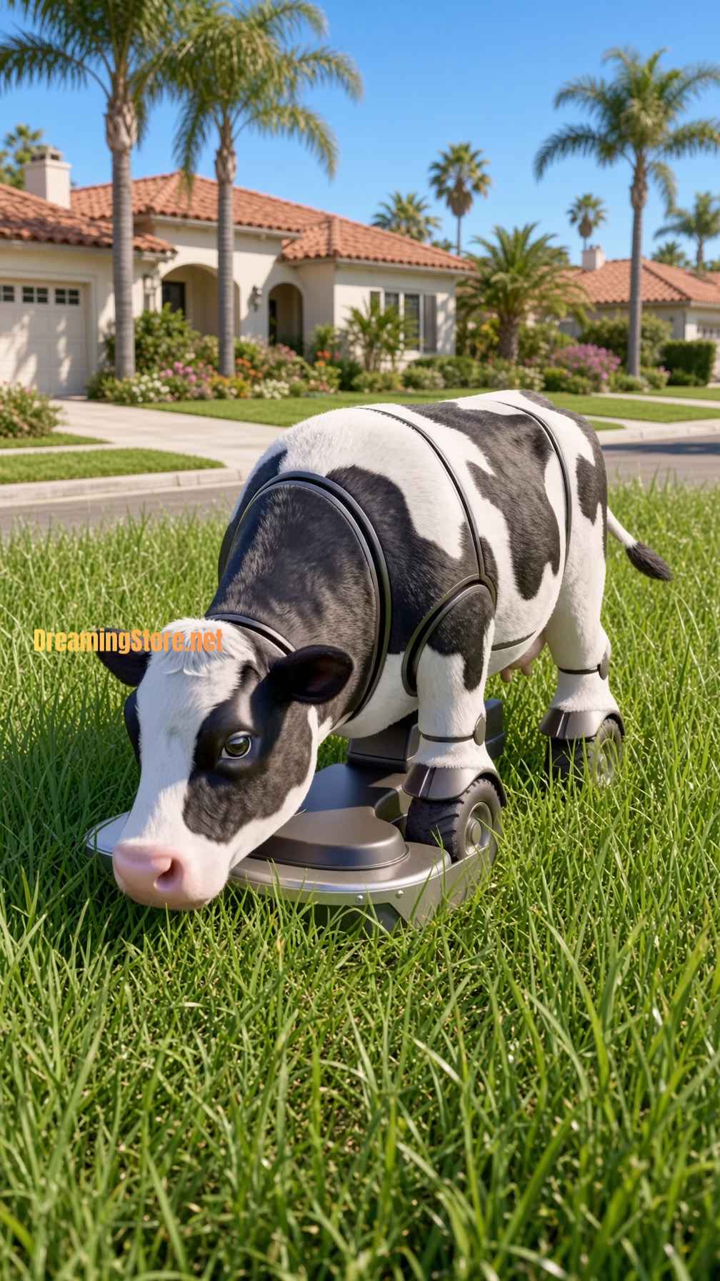 Cute Robot Cow Lawn Mower