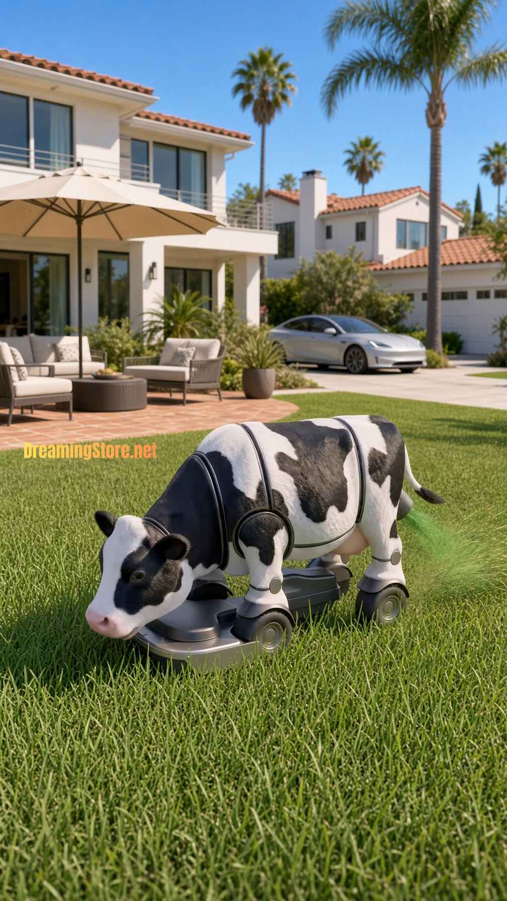 Cute Robot Cow Lawn Mower
